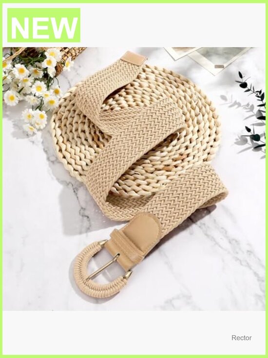 Wide Woven Rattan Raffia Braided Belt for Dresses Jeans Boho